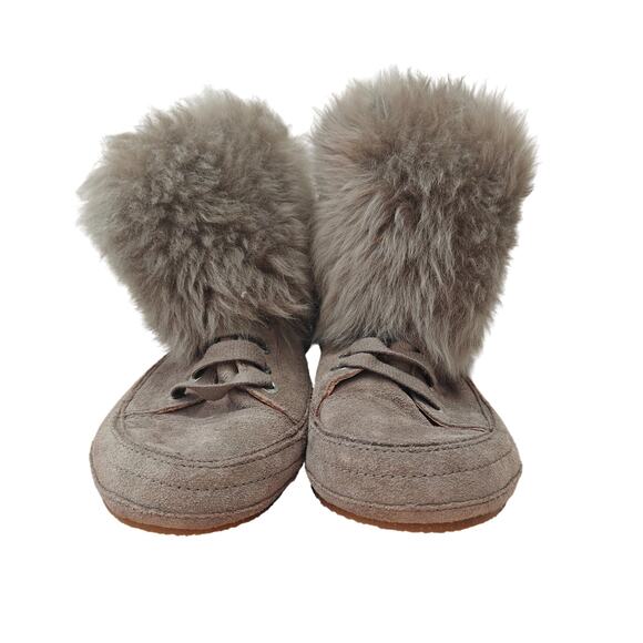 UGG Women’s 7 Sheepskin Fur Boots Chestnut Suede Cozy Winter Slip-On - Picture 5 of 6